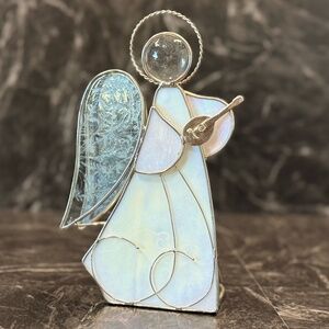 Stained Glass Angel Tea Light Candle Holder